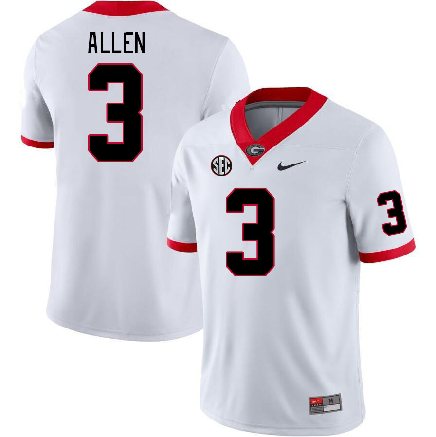 Men #3 CJ Allen Georgia Bulldogs College Football Jerseys Stitched-White